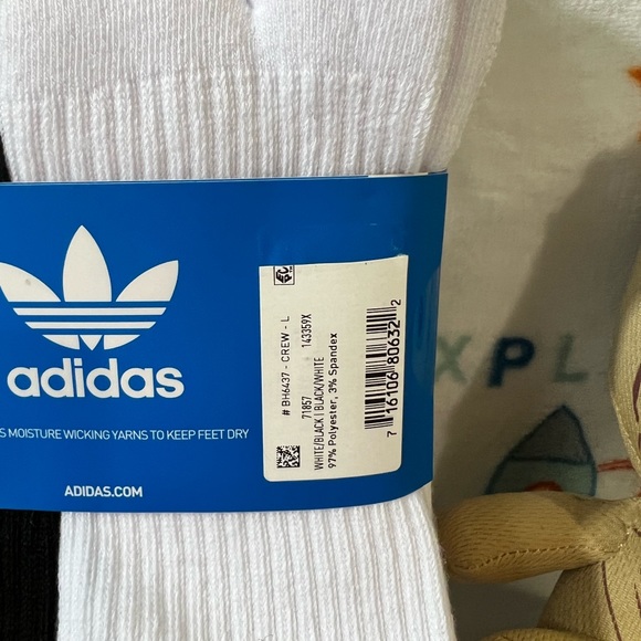 ADIDAS 6 PAIR CREW SOCKS/ DRI-FIT TECHNOLOGY MENS SHOE SIZE 6-12 - Picture 4 of 9